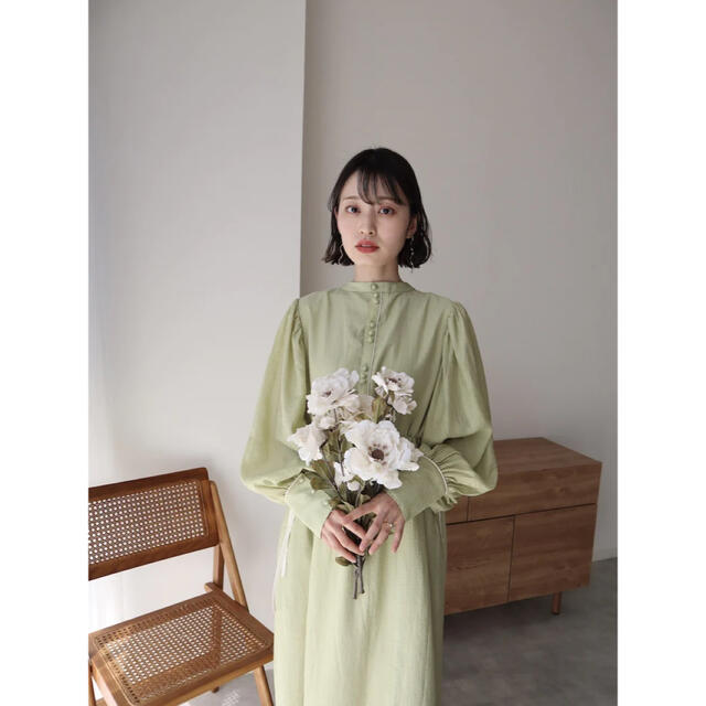 CHIFFON RIBBON ONE-PIECE【GREEN】