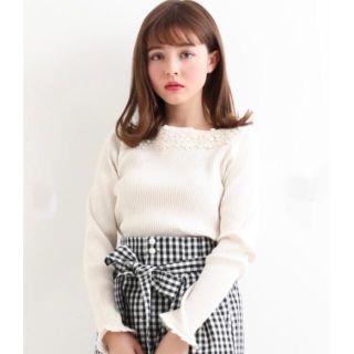 マジェスティックレゴン(MAJESTIC LEGON)のマジェスティックレゴン♡ フラワーレースリブトップス　アイボリー　長袖　秋服(カットソー(長袖/七分))