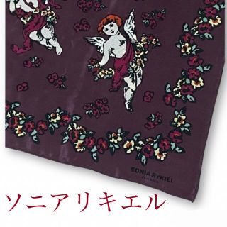 ソニアリキエル(SONIA RYKIEL)の💖天使　エンジェル【ヴィンテージ】ソニアリキエル　シルク大判スカーフ　レトロ　(バンダナ/スカーフ)