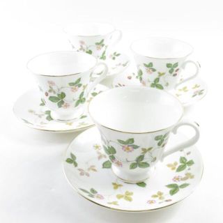 ウェッジウッド(WEDGWOOD)のウェッジウッド ワイルドストロベリーティーカップ＆ソーサー 4客 SC5349F(グラス/カップ)