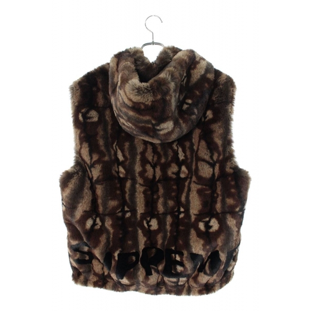 Supreme(シュプリーム)のシュプリーム 21AW Faux Fur Hooded Vest フード付きフェイクファーダウンベスト メンズ L メンズのジャケット/アウター(ダウンベスト)の商品写真