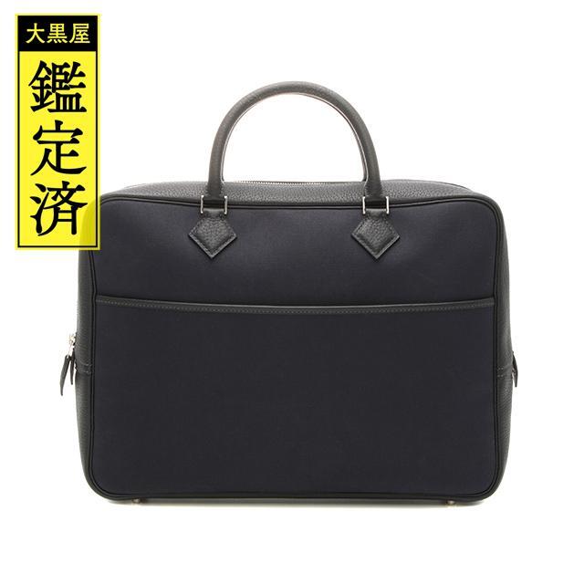 Hermes - エルメス　プリュムドッグ38　ネイビー/ブラック　シルバー金具　バッグ【433】