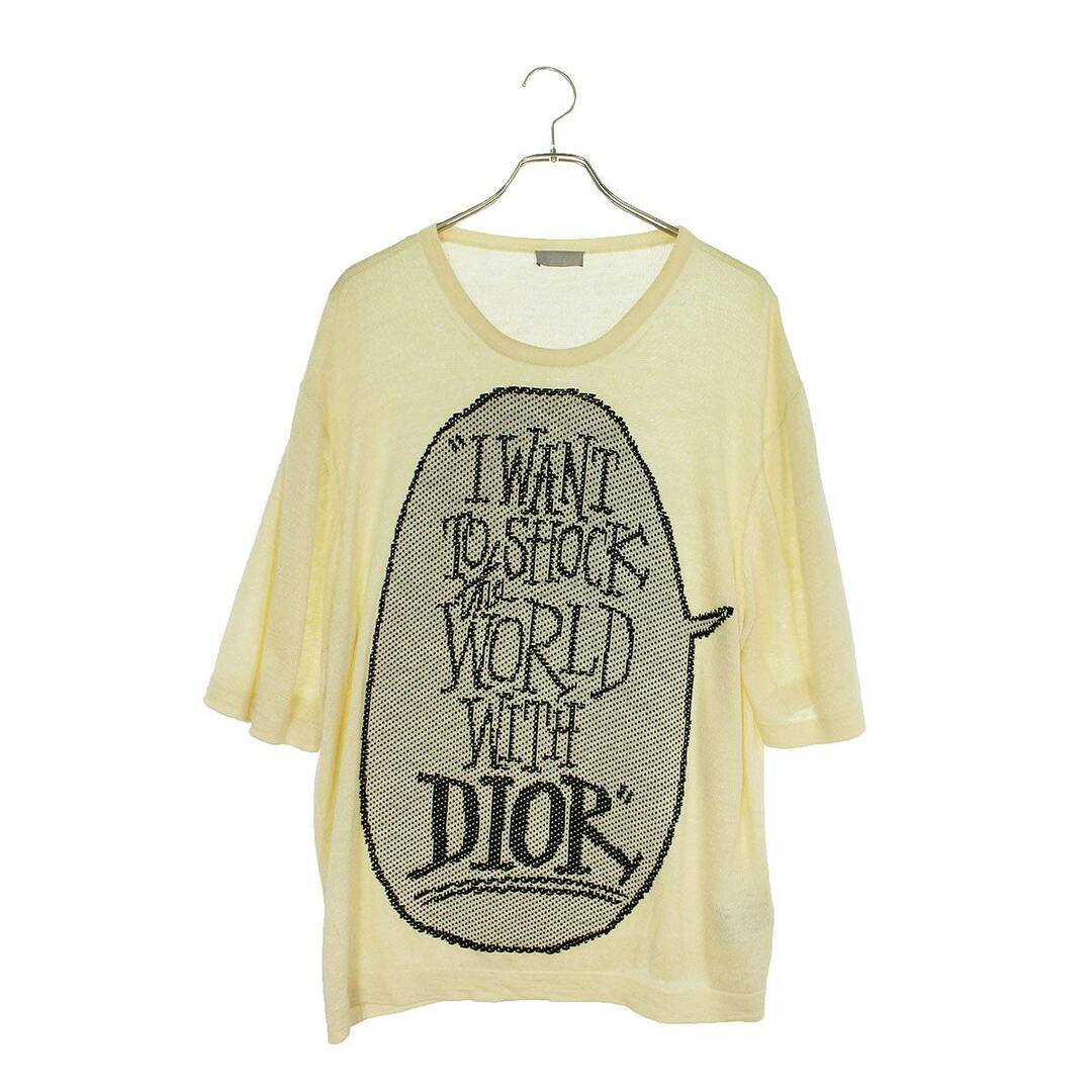 ディオール ×ショーン・ステューシー  20AW  033M633AT376 DIOR AND SHAWNメッセージ刺繍ニットTシャツ  メンズ L