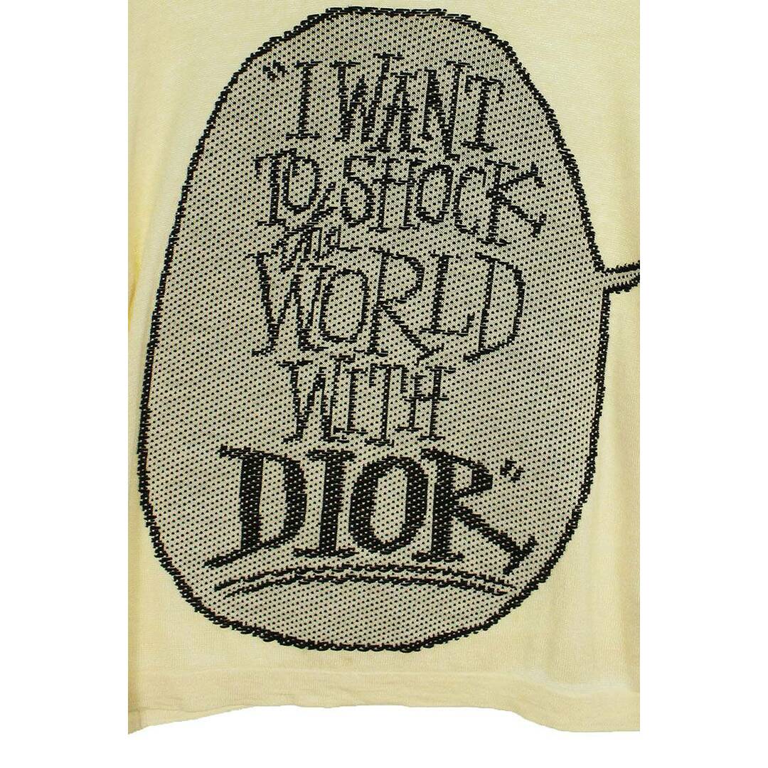 ディオール ×ショーン・ステューシー  20AW  033M633AT376 DIOR AND SHAWNメッセージ刺繍ニットTシャツ  メンズ L