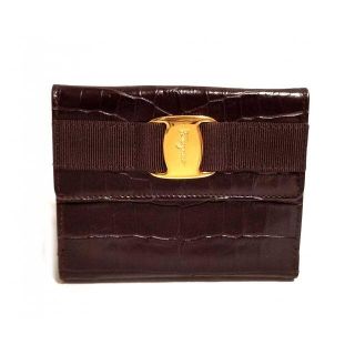Ferragamo - 新品同様 フェラガモ 二つ折り 財布 ヴァラ リボン レザー