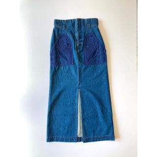 マメ(mame)の★マメクロゴウチ★スカート★Embroidered Denim Skirt★(ロングスカート)