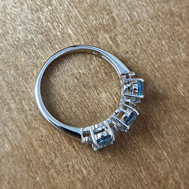 ミュウ様天然アクアマリン　天然ダイヤモンド　14K リング　ミル打ち　 レディースのアクセサリー(リング(指輪))の商品写真