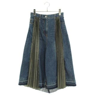 サカイ(sacai)のサカイ 22SS 22-06113 デニムミックスプリーツ切替スカート レディース 0(ひざ丈スカート)