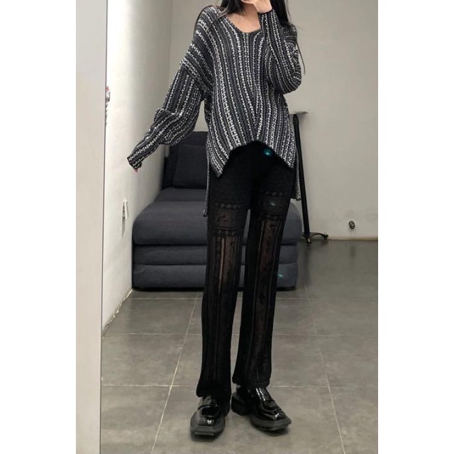 【Mame】curtain lace knitted trousers／ 2