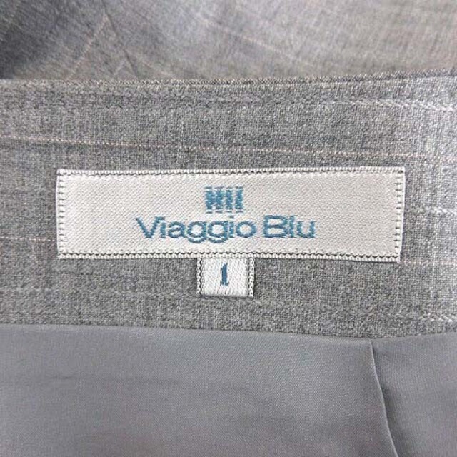 VIAGGIO BLU(ビアッジョブルー)のビアッジョブルー フレアスカート ひざ丈 ウール 斜めストライプ 1 グレー レディースのスカート(ひざ丈スカート)の商品写真