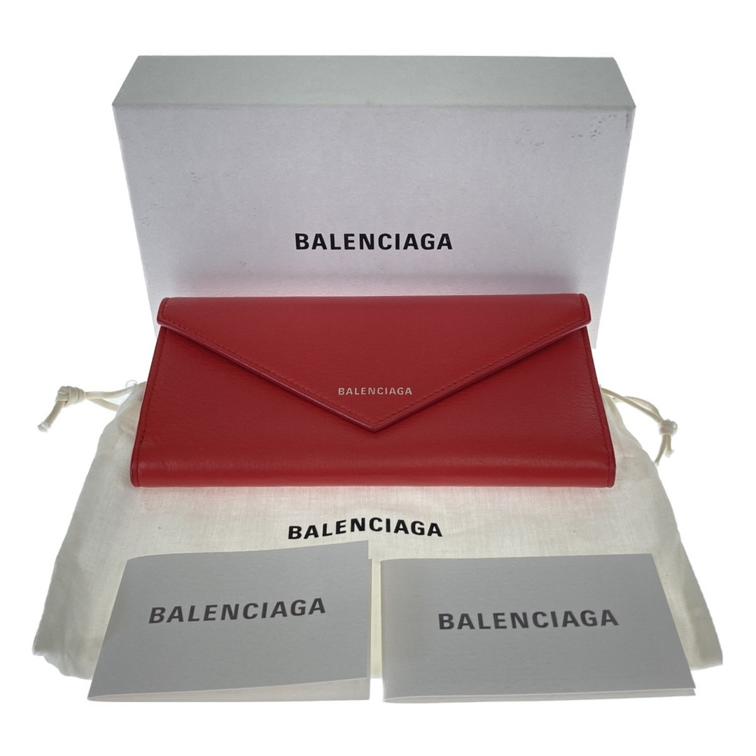 ◎◎BALENCIAGA バレンシアガ PAPIER ペーパー 長財布 499207 レッド x シルバー