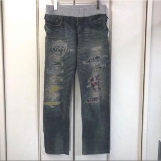 HYSTERIC GLAMOUR デニム転写プリント スウェットパンツ(フリー)