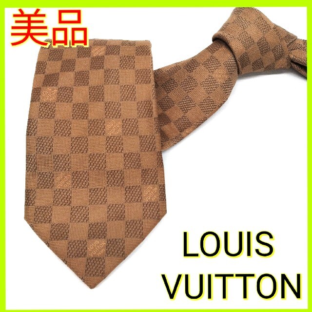 ルイヴィトン LOUIS VUITTON ダミエ グレー ネクタイ 総ロゴ Factory ネクタイ コモン柄 総柄 明るいグレー 光沢