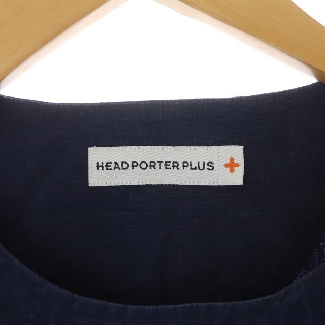 HEAD PORTER +PLUS(ヘッドポータープラス)のヘッドポータープラス Tシャツ カットソー Uネック 半袖 肩ジップ M 紺 メンズのトップス(Tシャツ/カットソー(半袖/袖なし))の商品写真