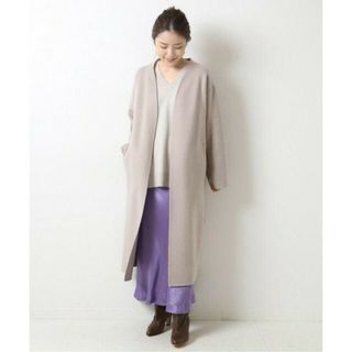 スピックアンドスパン(Spick & Span)の【クリーニング済】Spick and Span☆ノーカラーVネックリバーコート(ロングコート)