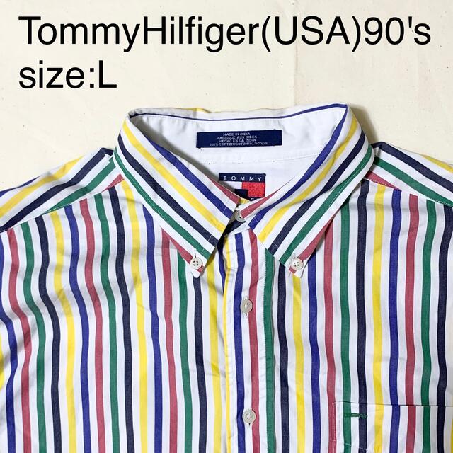 TOMMY HILFIGER(トミーヒルフィガー)のTommyHilfiger(USA)ビンテージクレイジーストライプシャツ90's メンズのトップス(シャツ)の商品写真