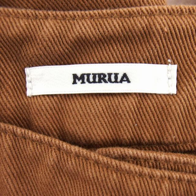 MURUA(ムルーア)のムルーア MURUA パンツ ワイド コットン 綿 リボン タック 無地 1 茶 レディースのパンツ(その他)の商品写真