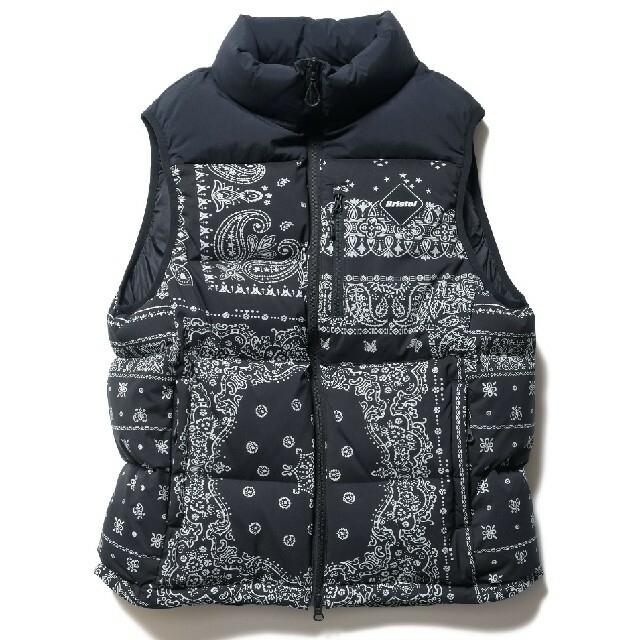 F.C.Real Bristol DOWN VEST ブラック バンダナ L - ダウンジャケット