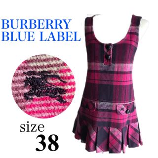 バーバリーブルーレーベル(BURBERRY BLUE LABEL)のBURBERRY BLUE LABELピンクワンピース ホースロゴ チェック38(ひざ丈ワンピース)