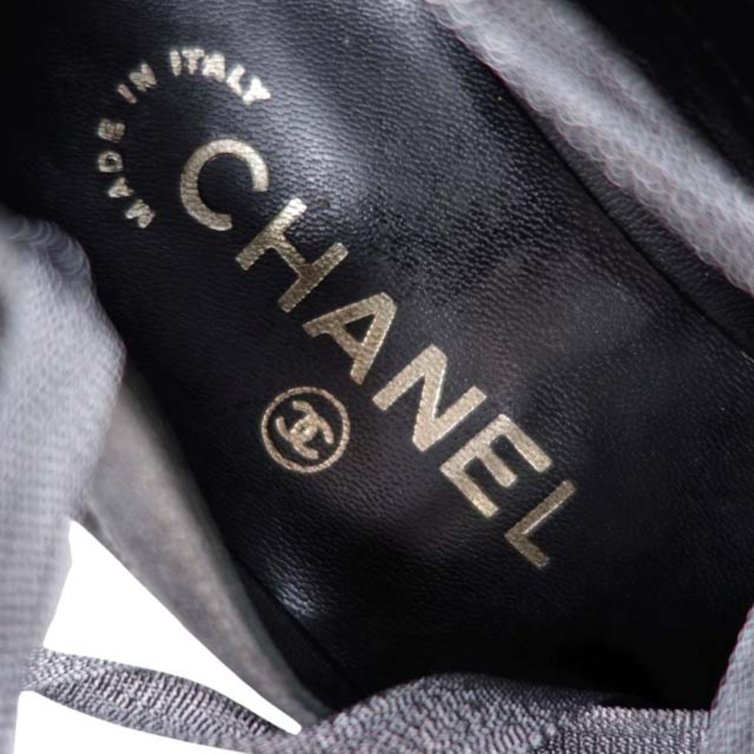 CHANEL(シャネル)のシャネル パンプス バレエシューズ レザー レースアップ ブラック/グレー レディースの靴/シューズ(ハイヒール/パンプス)の商品写真