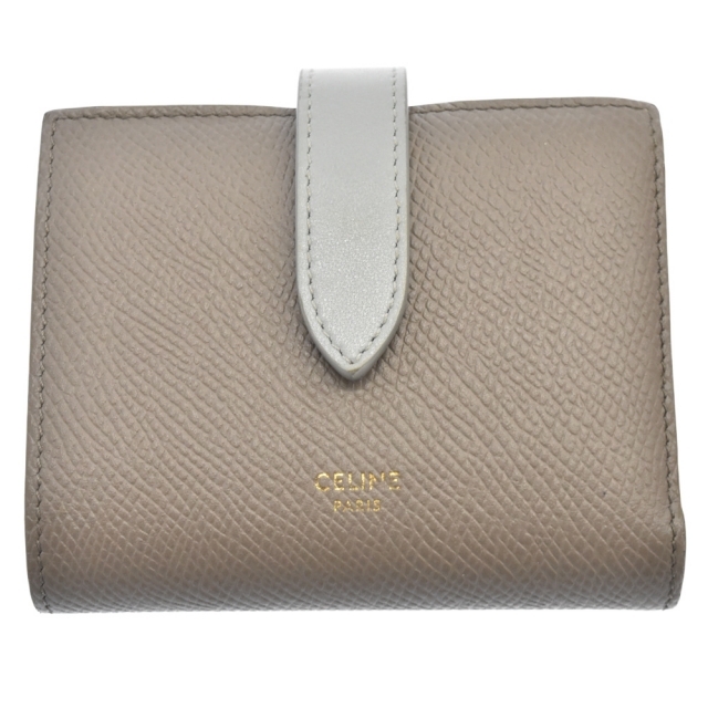 celine(セリーヌ)のCELINE セリーヌ ミディアム ストラップ ウォレット バイカラー 二つ折り財布 グレー/ベージュ 10B64 3BRU 31GW レディースのファッション小物(財布)の商品写真