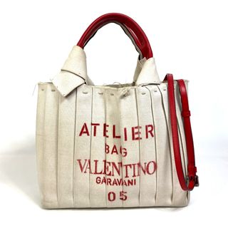 ヴァレンティノガラヴァーニ(valentino garavani)のヴァレンティノ・ガラヴァーニ Valentino Garavani ブリッセエディション アトリエール  カバン 2WAY ハンドバッグ キャンバス ナチュラル ベージュ/レッド(ハンドバッグ)