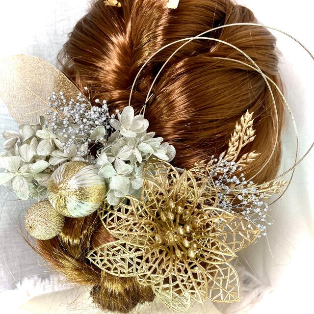 髪飾り　成人式　結婚式　プリザーブドフラワー　髪飾り　ヘアピン レディースのヘアアクセサリー(ヘアピン)の商品写真