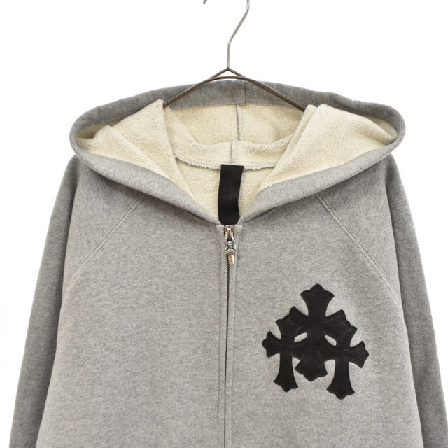 CHROME HEARTS クロムハーツ GRP Y NOT Raglan Sleeve Zip Up Hoodie クロスパッチ ワイノットラグランスリーブジップアッププルオーバーパーカー グレー 2