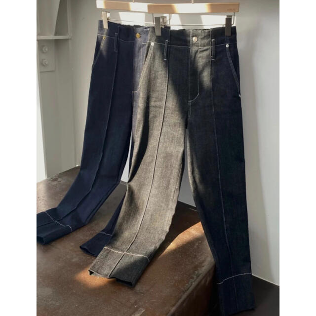 値下げ】MEER. ステッチ テーパードデニム BLUE M ブルー系 パンツ