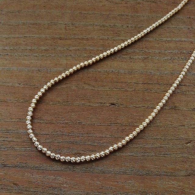 【3mm】K18 グリッタービーズ ネックレス /18金 ゴールド 【3mm】K18 グリッタービーズ ネックレス /18金 ゴールド