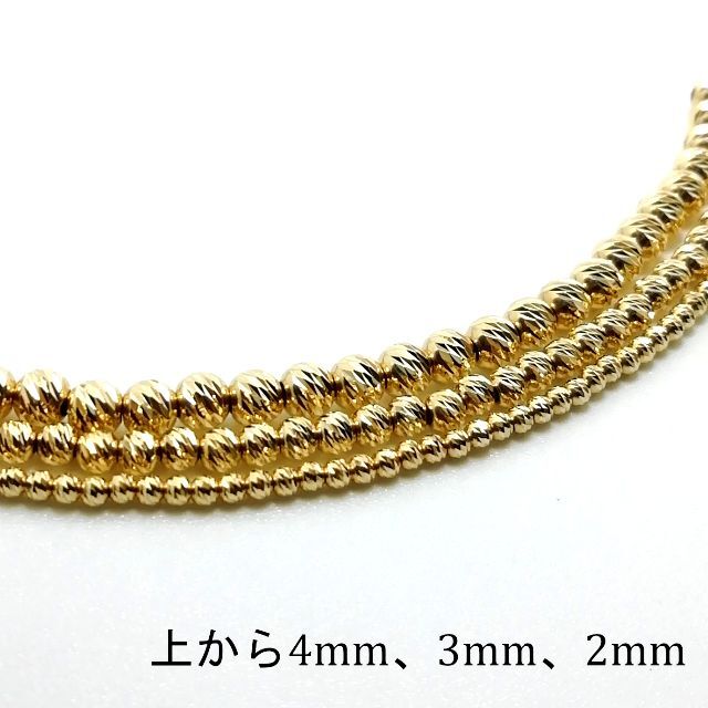 【3mm】K18 グリッタービーズ　ネックレス /18金 ゴールド 7