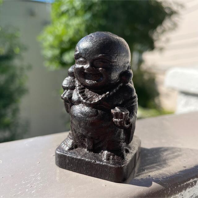 天然沈香木彫り 財福双至の弥勒仏 風水グッズ・置物・吉祥開開運  仏教美術 木彫 エンタメ/ホビーの美術品/アンティーク(彫刻/オブジェ)の商品写真