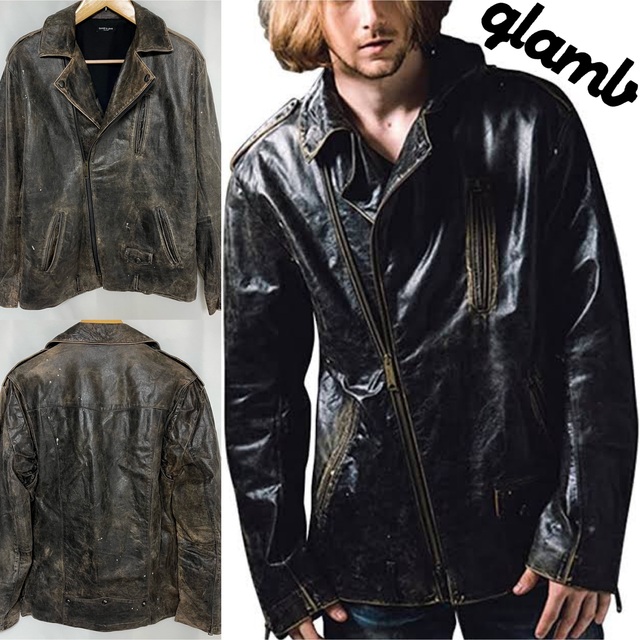 glamb(グラム)のGLAMB by glamb ヴィンテージ加工 レザー ジャケット メンズのジャケット/アウター(レザージャケット)の商品写真