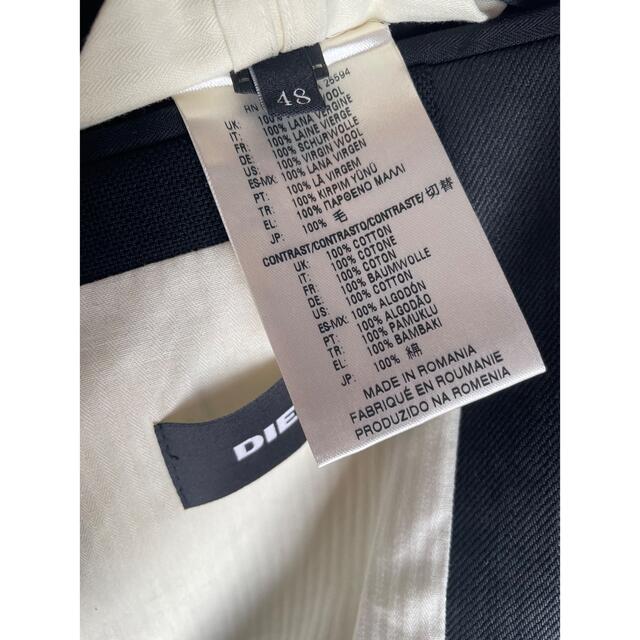 DIESEL(ディーゼル)の新品同様 DIESEL テーラードジャケット 襟デニム 黒 48 日本M～L相当 メンズのジャケット/アウター(テーラードジャケット)の商品写真