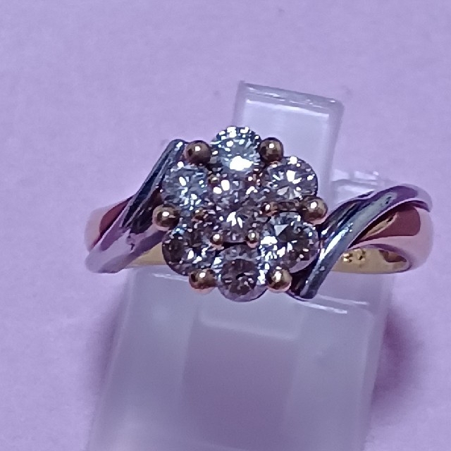 K18/pt900天然ダイヤモンドリング レディースのアクセサリー(リング(指輪))の商品写真