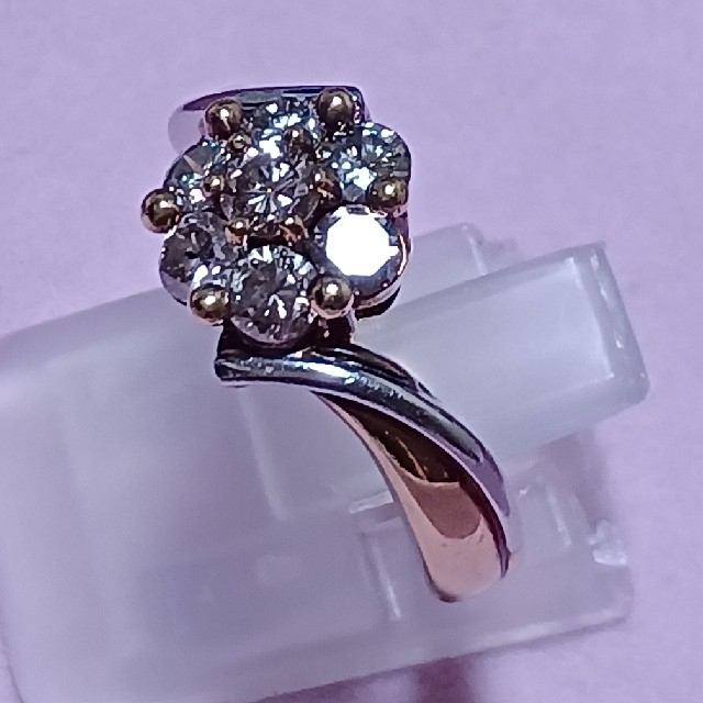 K18/pt900天然ダイヤモンドリング レディースのアクセサリー(リング(指輪))の商品写真