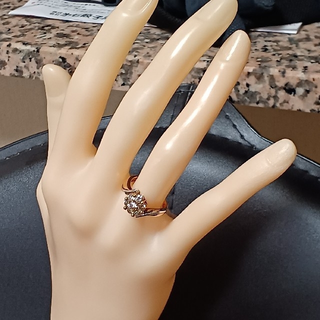 K18/pt900天然ダイヤモンドリング レディースのアクセサリー(リング(指輪))の商品写真