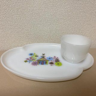 パイレックス(Pyrex)のフェデラル●スナックセット　プレート●カスタードカップ　2点セット(その他)