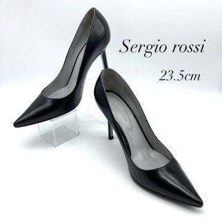 セルジオロッシ(Sergio Rossi)の【極美品✨】高級 セルジオロッシ 36.5 レザー ハイヒール 黒(ハイヒール/パンプス)