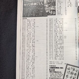 歴代横綱71人　双葉山　大鵬　輪島　北の湖　千代の富士　曙　貴乃花　若乃花　白鵬