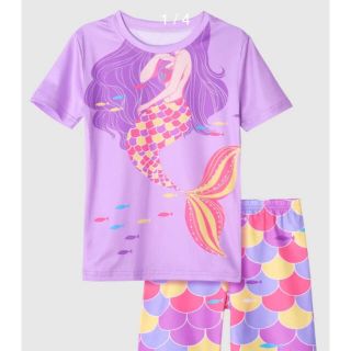 ユニクロ(UNIQLO)のGirls 漫画 ＆ 魚の鱗プリント ぴったり パジャマセット(パジャマ)