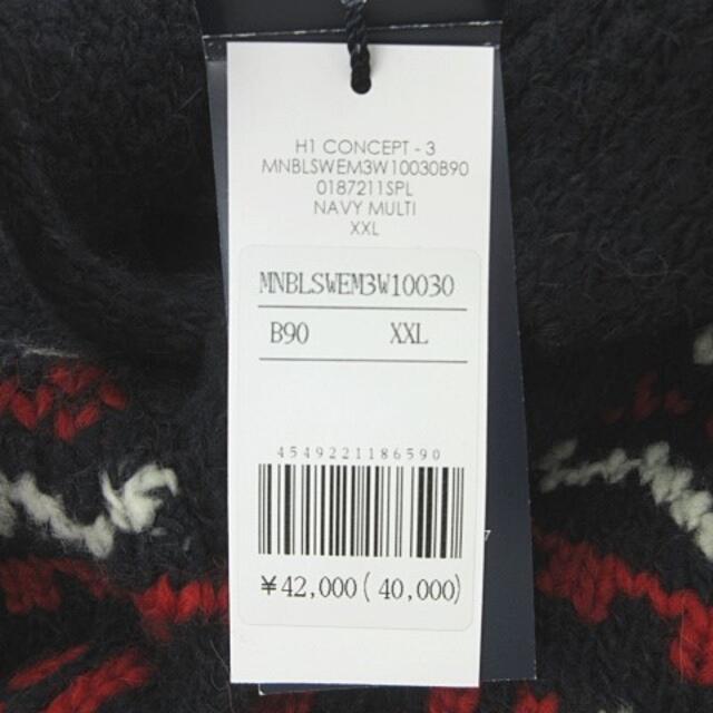 POLO RALPH LAUREN(ポロラルフローレン)のノルディック柄 セーター 襟付き ボタン付き ニット ウール混 ネイビー XXL メンズのトップス(ニット/セーター)の商品写真