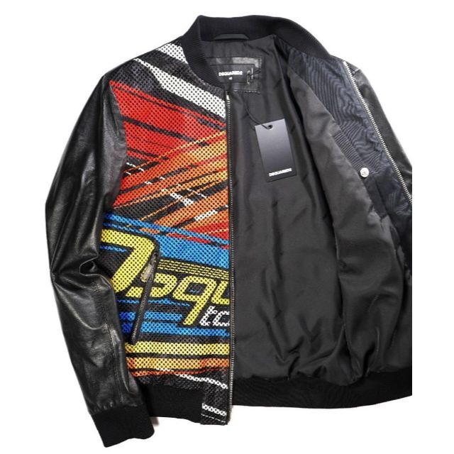 新品32万DSQUARED2ディースクエアードラムレザーコンビ ...