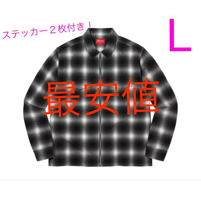 BlackSIZESupreme Shadow Plaid Flannel Zip Shirt L