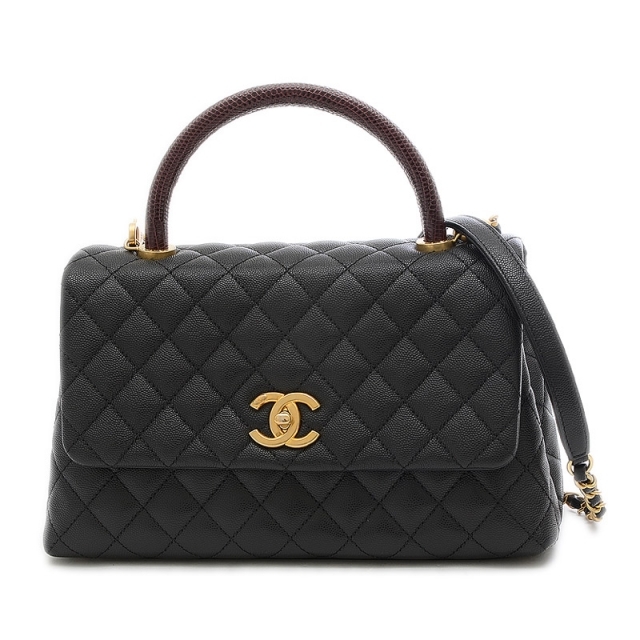 CHANEL(シャネル)のシャネル トップハンドル 2WAY ハンドバッグ キャビア リザード ブラック レディースのバッグ(ハンドバッグ)の商品写真