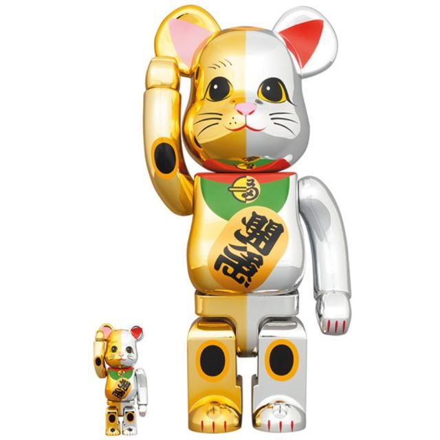 BE@RBRICK 招き猫 千万両 金×開運 銀 100% & 400% 1