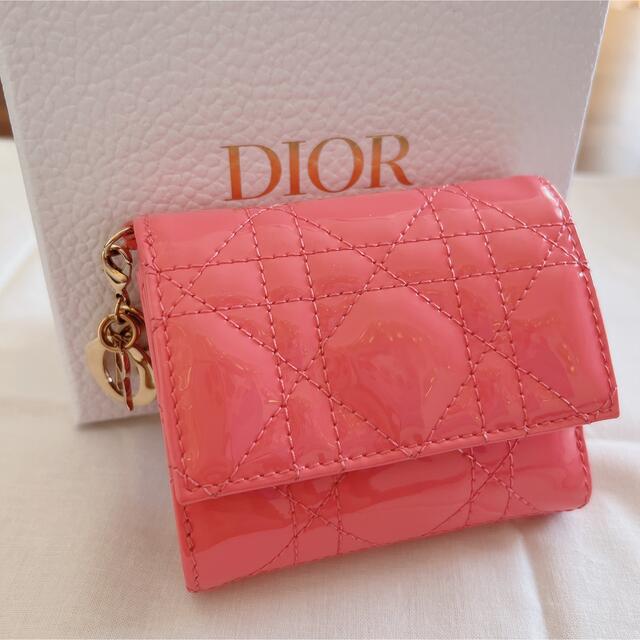 mi様専用【超美品】Dior ロータスウォレット ピンク 虹色チャーム付き