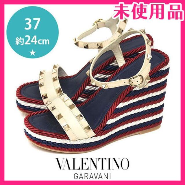 valentino garavani - 新品♪ヴァレンティノ ロックスタッズ ウェッジソール サンダル 37(約24cmの通販 by 中古