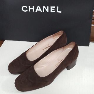 シャネル(CHANEL)のシャネル スエード パンプス ブラウン 8 1/2   24.5cm 美品(バレエシューズ)