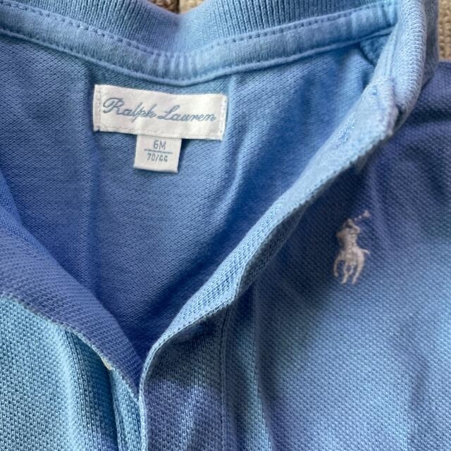 Ralph Lauren(ラルフローレン)のラルフローレン　ポロシャツ　ロンパース　ボディスーツ　長袖　70サイズ　ブルー キッズ/ベビー/マタニティのベビー服(~85cm)(ロンパース)の商品写真